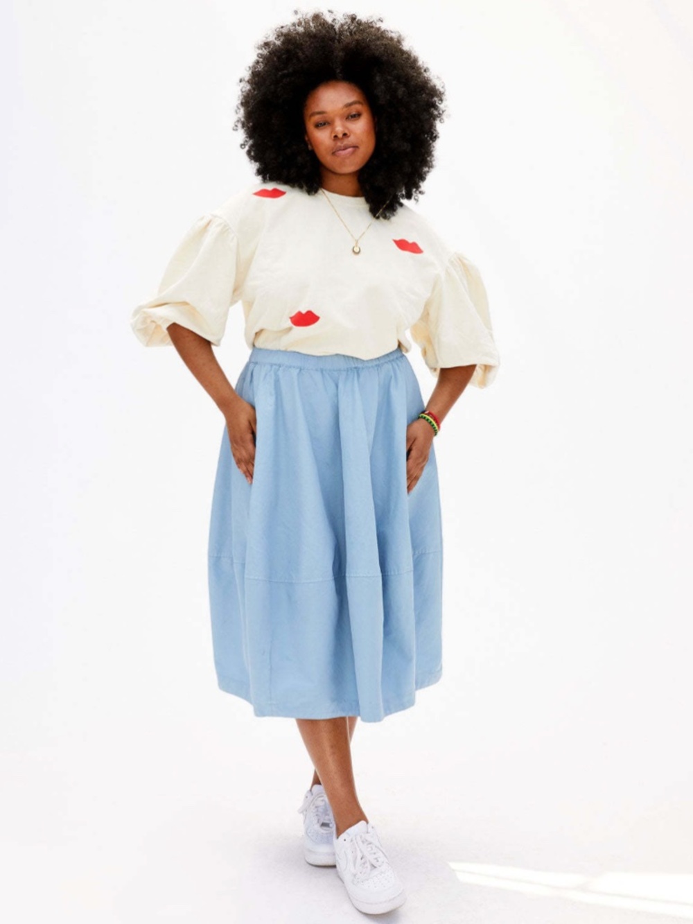 Clare V. Drop Shoulder Sweatshirt in Cream/Poppy Lips - Picture 14 of 14